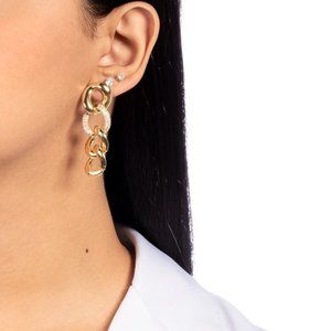 NEW 18K Yellow Gold Plated Chain Earrings with Micro Zirconia
